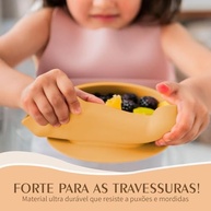 Conjunto 3 em 1 Prato Antiderrapante com Silicone Alimentício - Prato, Colher e Garfo Seguros para Bebês (Azul) - imagem 3