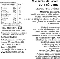TUI ALIMENTOS Macarrão De Arroz Espaguete Com Cúrcuma 500 G - imagem 2
