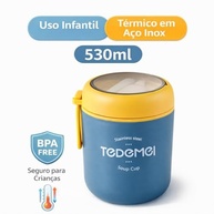 Pote Térmico Infantil em Aço Inoxidável Azul - Alimentos Quentes ou Frios por Horas, Seguro e Antivazamento - imagem 4