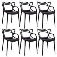 Conjunto de 6 Cadeiras Allegra - Design Moderno em Polipropileno Empilhável para Sala, Cozinha, Jantar, Bar e Varanda - Preto - imagem 1
