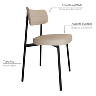 Cadeira Fixa Alloa 50x44,7x83,8 cm - Design Contemporâneo com Toques Retrô em Bege - imagem 5