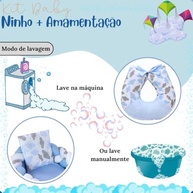 Almofada de Amamentação com Ninho Redutor – Conforto e Segurança para Bebês (Gota Azul) - imagem 5