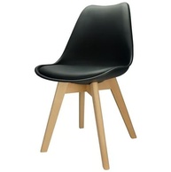 Kit com 6 Cadeiras Leda Saarinen Wood Pretas com Almofada - Design Eames Moderno para Sala de Jantar, Cozinha e Escritório - imagem 3