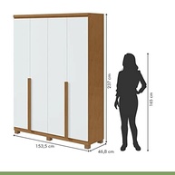 Guarda-Roupa Solteiro 4 Portas 2 Gavetas Alonzo - Design Clean Amêndoa e Branco - imagem 3