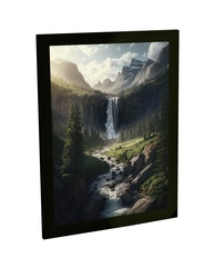 Quadro Decorativo Paisagem Cachoeira Montanhas Natureza - Alta Definição com Moldura - imagem 1