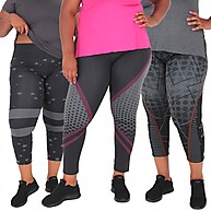 Legging Plus Size: Kit 3 Compressão Cintura Alta - imagem 2