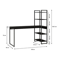 Escrivaninha com Estante Alta 1,50m - 4 Prateleiras | Compace Design Dynamica - imagem 4