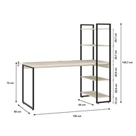 Escrivaninha com Estante Alta 4 Prateleiras 1,50m - Design Moderno e Funcional - imagem 3