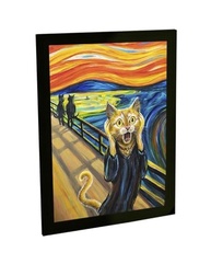 Quadro Decorativo A4 Gato O Grito Engraçado - Arte Exclusiva em Alta Qualidade com Moldura Sustentável - imagem 2