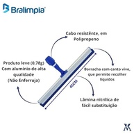 Rodo Twister SEM Cabo RT450 45cm - Alumínio Premium e Borracha de Alto Desempenho Bralimpia - imagem 3