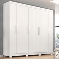 Guarda-Roupa Casal Lisboa 8 Portas com 4 Gavetas e Pés Altos - Design Moderno Branco - imagem 2