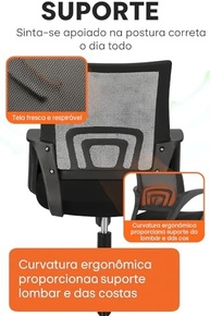 Cadeira de Escritório Executiva Basic Mesh com Ajuste de Altura e Base Cromada By FOORT - imagem 4