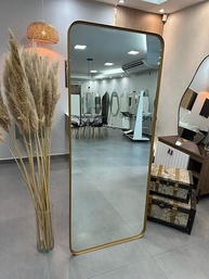 Espelho Retangular com Suporte de Chão em Alumínio 170x70cm - Corpo Inteiro Dourado Real - imagem 3