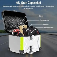 Bauleto Moto Alumínio 45L: Alta Resistência, Antifurto e Impermeável - Leve 2 Capacetes! - imagem 4