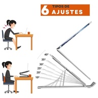 Suporte Notebook Ajustável em Liga de Alumínio com 6 Posições | Universal para Notebooks, Tablets e Celulares - imagem 3
