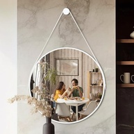 Espelho Redondo Adnet 60cm com Suporte em Alumínio - Estilo Escandinavo para Sala, Quarto e Banheiro - imagem 2