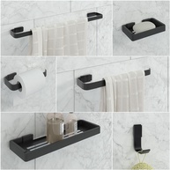 Kit de Acessórios para Banheiro Stander Preto 6 Peças - Alumínio Premium com Acabamento em Inox - imagem 1