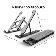 Suporte Ajustável Liga ALUMINIO para Notebook, 6 POSICOES, saida de ar, serve para notebook tablet celular qualquer eletronico, Ergonômico, Dobrável, 26 x 19 cm, Premium - imagem 4