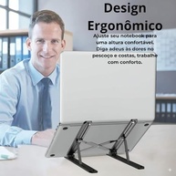 Suporte Portátil para Notebook e Tablet Liga em Alumínio Dobrável Altura Ajustável 7 Níveis Base Estável até 35kg Compatível com MacBook, Dell, Lenovo 10” a 17” - imagem 3