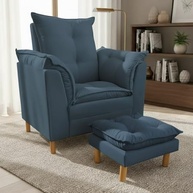 Poltrona de Amamentação com Puff - Conforto e Estilo para Mamães (Azul Marinho) - imagem 2