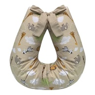 Almofada de Amamentação com Zíper e Refil – Estampa SAFARI CÁQUI | Apoio Ergonômico para Mães e Bebês - imagem 2