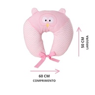 Almofada de Amamentação Bordada com Orelhas - Coruja Rosa | Conforto e Estilo para Mamãe e Bebê - imagem 3