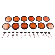 Kit 12 Luzes Traseiras Redondas 24 LEDs Amarelas 10cm 24V para Caminhão e Reboque - Sinalização Essencial - imagem 3