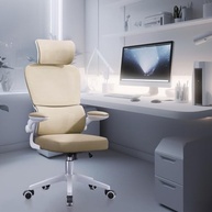 Cadeira de Escritório Ergonômica com Malha Respirável e Suporte Lombar - Design Moderno Amarelo - imagem 2
