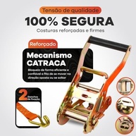 Kit 2x Cinta Catraca Amarração Cargas 3000kg 9m - Transporte Seguro para Caminhão e Carreta - imagem 5