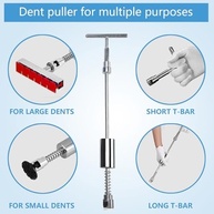 Kit de reparo de amassado sem pintura para carro de 128 peças com levantador de ouro, refletor, extrator de martelo T, levantador de ventosa, martelo substituível portátil para reparar - imagem 4