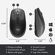 Mouse sem fio Logitech M190 com Design Ambidestro de Tamanho Padrão, Conexão USB e Pilha Inclusa - Cinza - imagem 5