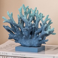 Estátua de Coral Azul 14,7 cm - Decoração Náutica em Resina para Ambientes Temáticos - imagem 2