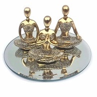 Trio Decorativo Yoga com Espelho - Estátuas de Meditação em Resina para Ambientes Zen - imagem 5