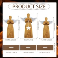 Suzile Estátuas de Anjo em Madeira - 3 Peças Decorativas para Natal e Ambientes Espirituais - imagem 4
