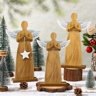 Suzile Estátuas de Anjo em Madeira - 3 Peças Decorativas para Natal e Ambientes Espirituais - imagem 3