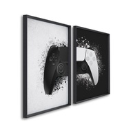 Quadros Decorativos Controle de Vídeo Game - Dualidade Preto e Branco para Ambientes Gamer - imagem 1