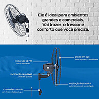Ventilador de Parede 200W Ventisol – Potência e Conforto para Grandes Ambientes - imagem 2