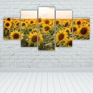 Quadros Decorativos Mosaico MDF Campo de Girassóis 115x60cm - Arte Rústica para Ambientes Iluminados - imagem 3