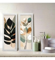 Quadro Decorativo Kit 2 Banheiro Lavabo Floral Elegance - Design Sofisticado para Ambientes Modernos - imagem 2