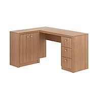Mesa Escritório L com 3 Gavetas e Armário – ME4100 Amêndoa - imagem 2