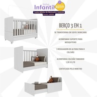 Berço Americano 3x1 com Colchão Incluso e Rodízios Pimpolho - Transforme com Estilo e Conforto! - imagem 5