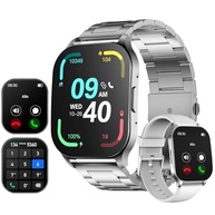 Smartwatch 1,96" AMOLED IP68: Chamadas Bluetooth, 100+ Esportes, Assistente de Voz - Unissex c/ 2 Pulseiras (Prata) - imagem 2