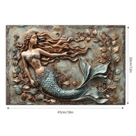 Pôster Mermaid Among Seaflora - Arte de Parede em Tela Rústica Vintage 30x45cm | Decoração Moderna para Casa e Escritório - imagem 3