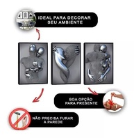 Kit 3 Quadros Decorativos Românticos em Metal - Casal Amoroso 60x40 cm - imagem 5