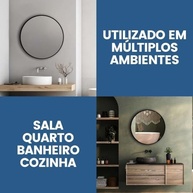 Espelho Redondo Grande 80cm com Moldura Preta – Decore com Estilo e Amplie Ambientes - imagem 4