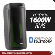 Caixa de Som Amplificada Amvox ACA 1601 Festa II: 1600W RMS de Pura Energia e Bluetooth - imagem 4