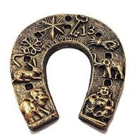 Ferradura Amuleto da Sorte em Resina com Pintura Bronze - 11cm - imagem 1