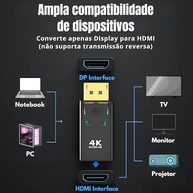 Adaptador DisplayPort para HDMI 4K 60Hz: Conexão Plug and Play para suas Telas - imagem 4