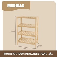 Estante Prateleira 4 Andares em Madeira Maciça de Pinus 100x70 cm - Ideal para Cozinha, Sala e Organização - imagem 3