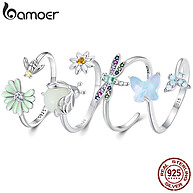 Anéis Bamoer 925: Flores, Pássaros e Borboletas - imagem 1